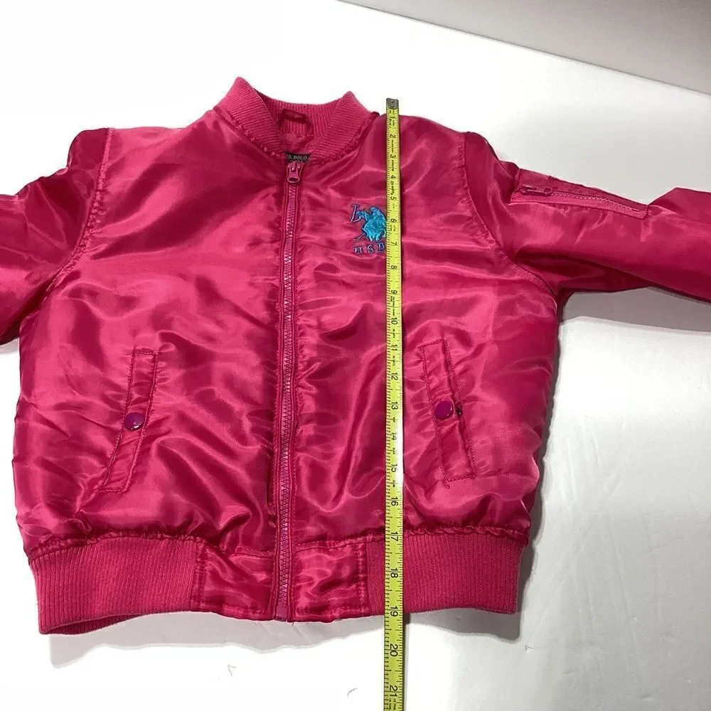 U.S. Polo ASSN Girls Barbie Pink Puffer Bomber Jacket Coat M